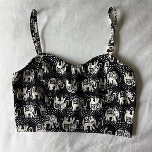 Forever 21 Elephant Print Cami black and white Cropped top small
